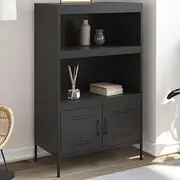 Highboard Black 68x39x113 cm Steel Dining Storage