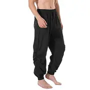 Retro Vintage Medieval 17th Century Masquerade Pirate Pants Ren Faire Knight Ritter Viking Crusader Drawstring Men's Celtic Pirate Fantasy Masquerade Party / E