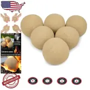 Customizable Beige Ceramic Fire Pit Balls - 6 Pack for Enhanced Flame Aesthetics