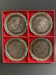 Mardi Gras World Brass Coasters Set of 4 Made in USA Blaine Kern's Vintage