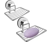 Soap Dish,Set Of 2 Soap Dish Holder, No Drilling, Stainless Steel Wall Mounted Soap Holder Soap Tray