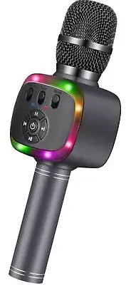 BONAOK Wireless Bluetooth Karaoke Microphone with Dual Sing, LED Lights