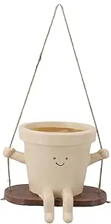 Swing Face Planter Pot Cute Decorative Hanging Face Plant Pot for Indoor Outdoor Garden Decor
