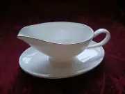 Crate & Barrel MAISON PLATINUM RIM Gravy Boat & Underplate - NEW w/Tag
