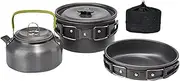 APLVFFZH 3X Camping Cookware Set with Carry Case, Includes Pot, Frying Pan, Kettle for Outdoor Activities