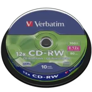 【Verbatim 威寶】SERL CD-RW 4X-12X 700MB 桶裝(10片)