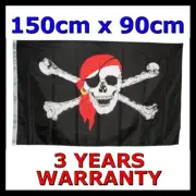 Large Jolly Roger Pirate Flag Black Skull and Crossbone Party Banner 150cmx90cm