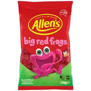Allens Big Red Frogs Alive Lollies 1.3kg Bag Bulk Large