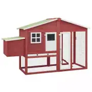NNEVL Chicken Coop with Nest Box Red and White Solid Fir Wood