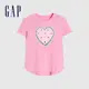 Gap 女童裝 翻轉亮片圓領短袖T恤-粉色(909214)