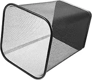 SEWACC Metal Wastebasket Square Container Design Black Small Rubbish Bin Wire Mesh Trashcan Office Bin for Multiple Spaces