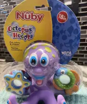 Nuby Floating Purple Octopus with 3 Hoopla Rings Interactive Toy For Bath