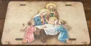 Nativity Scene License Plate Jesus is Born in a Manger First Christmas Morning
