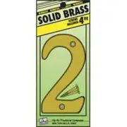 NEW HY-KO BR90/2 4" SOLID BRASS #2 HOUSE MAILBOX NUMBER
