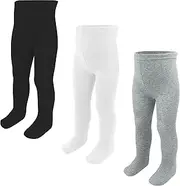 [ZERULETS] Baby Tights Children's Tights for Girls Boys Cotton Children's Tights 3 Pairs Crawling Tights Stockings Leggings 0-24 Months, BWG, 18-24 Months