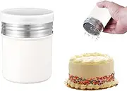 Icing Sugar Shaker,Flour Shaker,White Stainless Container Sifter with Dust Cover,cChocolate Sprinkles for Cappuccino,Suitable for Icing Sugar,Cocoa,Cinnamon Powder,Kitchen Crafts,Powder Screening.