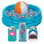 Fun Express Inflatable Beach Drink Cooler with Can Coolers Party Kit 49 Pc