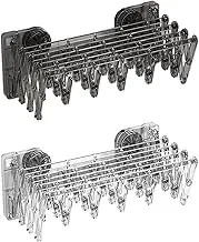 Iouyjiu Suction Cup Drying Rack, Foldable Sock Hanger, Clothes Organizer, Strong Grip Clips, Multipurpose Design Ideal for Socks and Small Laundry Items, 14.96x14.96x6.3 in