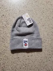 NWT Miller Lite Gray Beanie Cap Hat, Officially Licensed, Embroidered OSFM