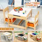 3PCS Kids Table and Chairs Set Children Activity Play Toy Box Storage Desk
