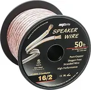 High Performance 16 Gauge Speaker Wire Oxygen Free Pure Copper - UL Listed Class 2 (50 Feet Spool)