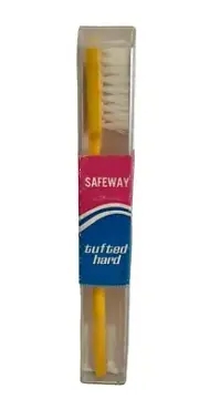 Vintage SAFEWAY Tufted Hard Yellow Toothbrush~NIP~USA~TV/Movie Prop~NIP