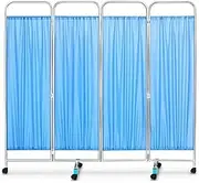 3/4/5/6 Panels Foldable Hospital Privacy Screen,Adjustable Indoor Divider Panel,Freestanding Room Partition Wall Divider, Standing Door Partition with Wheels,4 Panels