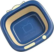NAMOARLY 1Pc Portable Cartoon Folding Washbasin for Newborns Compact Lightweight Basin for Bathing Face Washing Shower Present Material Blue