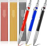 3 Pcs Welders Pencil with 18 Pcs Silver Round Refills, Metal Pencils Welding Markers with Built-in Sharpener for Construction Workers, Metal Work, Plumbers, Framers