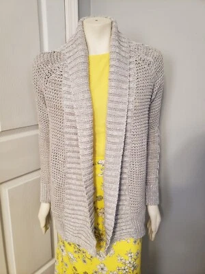 Gap Gray Blend Open Front Cable Knit Wrap Collared Long Sleeve NWT Sweater XS