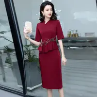 在飛比找ETMall東森購物網優惠-高端喜婆婆婚宴裝旗袍晚禮服小個子年輕款媽媽婚禮服高貴洋氣顯瘦