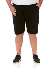 DBK Black Elastic Waist Stretch Cargo Shorts