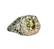 Natural Earth Mined Alexandrite 14 Karat White Gold Natural Diamond Ring
