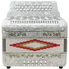 Goldstar 31 Key 12 Bass Button Accordion Key GCF, Case & Straps White