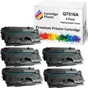 5 Pack Compatible Toner Cartridge Replacement for HP Q7516A 16A (12,000 Pages) for HP Laserjet 5200 5200DTN 5200L 5200n 5200tn