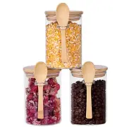 Jar With Spoon,Glass Jar With Spoon 17 OZ Set of 3 Coffee Containers Airtight...