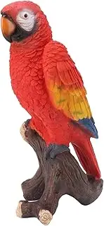 Resin Parrot Statue, Simulation Parrot Decoration Funny Garden Animal Statue, Garden Figurines for Home Ornament Sculpture Decor, Perfect for Patio, Lawn,Tree Trunk, Porch M(Red)