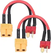 T Plug Female to XT60 Male Cable, XT60 to T Plug, 2Pcs/Set 4Types 14AWG 10cm Cables, Silicone Jacket for Good Electrical Insulation (T Plug Male to XT60 Female)