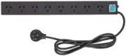 HPM 10A Surge 8 Outlet Powerboard, Black with 1.8m Power Lead