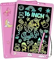 Electight 16 Inch LCD Writing Tablet for Kids, Colorful Doodle Board, Eye Protection Drawing Tablet with High Brightness, Birthday Gift & Trip Toy for 3-8 Years Old Boys and Girls (Pink)