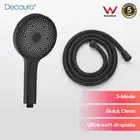 Decaura Shower Head with hose Hand Held 3-Mode Soft Rainfall Luxury Matt Black