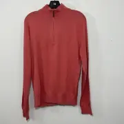Brooks Brothers Men’s 1/4 Zip mock neck Sweater Pullover red coral Sz Medium