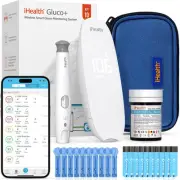 Gluco+ Wireless Smart Blood Glucose Monitor Kit with Free App, 10 Glucometer ...