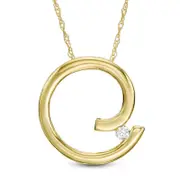 Natural Clarity Enhanced Accent Solitaire Spiral Pendant in 10K Yellow Gold