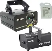 CR Laser Compact Green 100mW Laser Disco Light Party Set Come with 400W Smoke Machine and 1L Liquid
