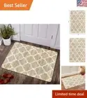 Elegant 2x3 Indoor Door Mat with Non-Slip Rubber Backing - Taupe Trellis