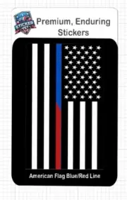 AMERICAN FLAG STICKER 4x2.5 inch thin blue/red line