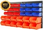 30-Bin Wall Mount Storage Rack with Pegboard Tool Organizer for Garage Shed