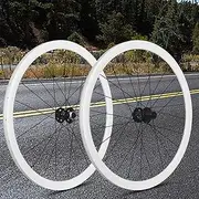 White Circles and Black Spokes Road Bike Wheelset 35mm Height Disc-Brake with Aluminum Alloy Clincher Rim Bicycle Wheelset