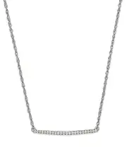 Diamond Bar Necklace in 14K White Gold, 0.10 ct. t. w.